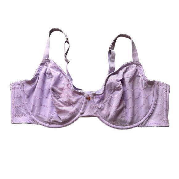 New SAVAGE FENTY Women's Purple Lavender Flocked Logo Unlined Demi Bra Size 42DD - Picture 5 of 11